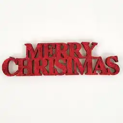 Tesco Red Merry Christmas Glitter Sign Decoration Table Centrepiece 32cm offer