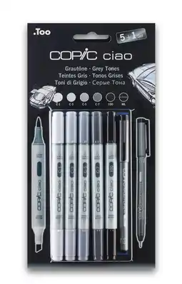 Tesco Copic CIAO Marker Marker & Multiliner, Set Grey Tones, Set of 5 + 1 offer