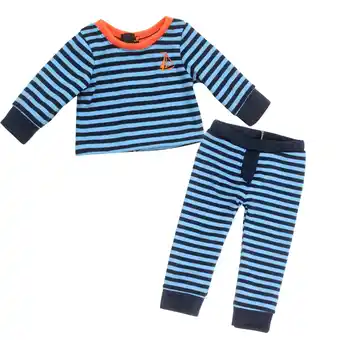 Tesco Sophia’s 2-Piece Striped Pajama Top and Pants for 18in Dolls, Light Blue/Navy offer