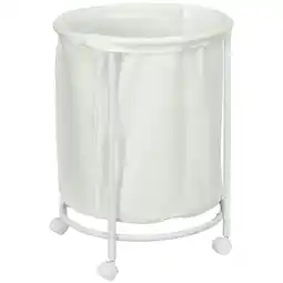 Tesco HOMCOM 100L Round Laundry Hamper with Wheels for Bedroom Bathroom offer