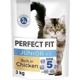 Tesco 3kg Perfect Fit Advanced Nutrition Kitten Complete Dry Cat Food Chicken 4x750g offer