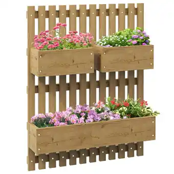 Tesco Outsunny Wooden Garden Planters with Trellis Wall-mounted Raised Bed offer