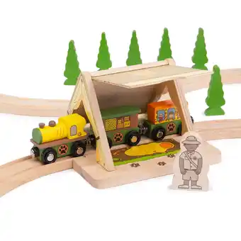 Tesco Bigjigs Rail Wooden Safari Tent Train Set Accessory, Pair With Our Safari Train Set offer