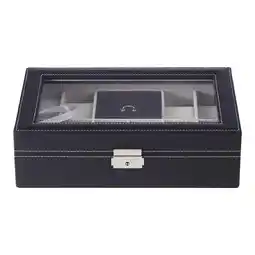 Tesco Living and Home 8-Slot Black PU Leather Watch Display Box with Ring Slots offer