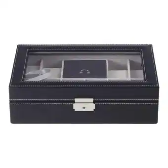 Tesco Living and Home 8-Slot Black PU Leather Watch Display Box with Ring Slots offer