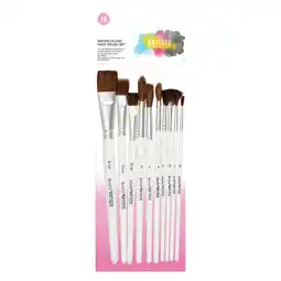 Tesco Artiste Watercolour Paint Brush Set, White, Pack of 10, White offer