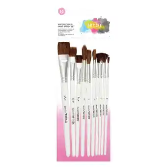 Tesco Artiste Watercolour Paint Brush Set, White, Pack of 10, White offer