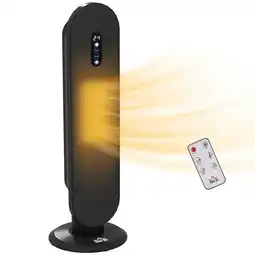 Tesco HOMCOM Ceramic Space Heater Tower Heater W/ Oscillation, Black offer