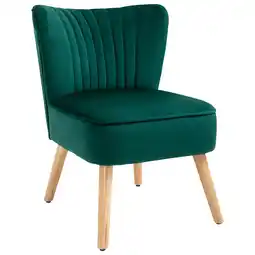 Tesco HOMCOM Velvet Accent Chair Occasional Tub Chair for Living Room Green offer