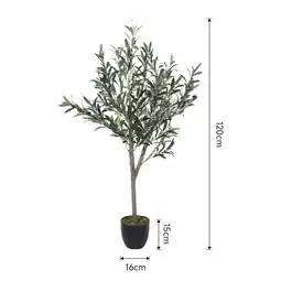 Tesco Living and Home Artificial Olive Tree Decorative Plant in Planter - 120cm H Green offer