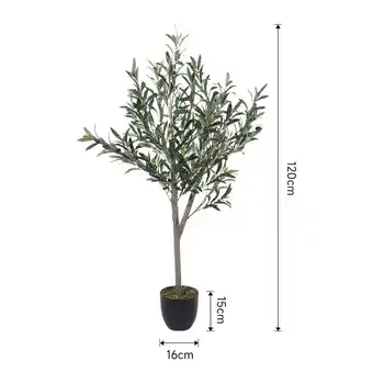 Tesco Living and Home Artificial Olive Tree Decorative Plant in Planter - 120cm H Green offer