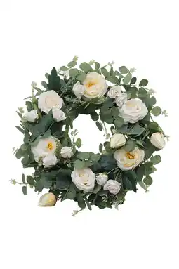 Tesco Living and Home Artificial Camellia Eucalyptus Wreath offer