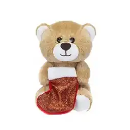 Tesco Christmas Teddy Bear with Stocking Plush Soft Toy 13cm offer