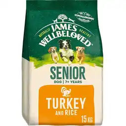 Tesco James Wellbeloved Adult Dog Food Senior Turkey & Rice Kibble 15kg offer