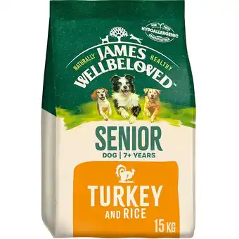 Tesco James Wellbeloved Adult Dog Food Senior Turkey & Rice Kibble 15kg offer