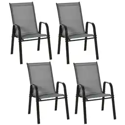 Tesco Outsunny Set of 4 Garden Dining Chair Set w/ High Back Armrest Grey offer