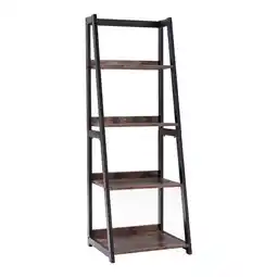 Tesco Living and Home 5-Tier Industrial Wooden Open Shelf Ladder Bookcase Brown offer