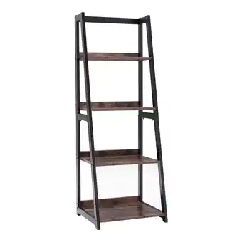 Tesco Living and Home 5-Tier Industrial Wooden Open Shelf Ladder Bookcase Brown offer