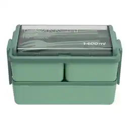 Tesco Living and Home Dual-Layer Plastic Bento Lunch Box with Cutlery offer