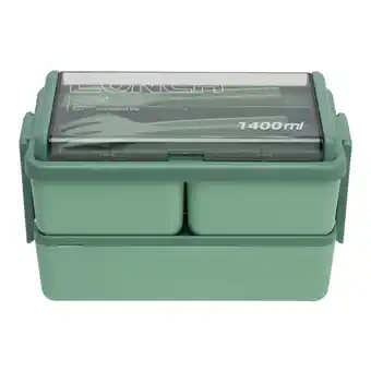 Tesco Living and Home Dual-Layer Plastic Bento Lunch Box with Cutlery offer