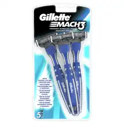 Tesco Gillette Mach 3 Disposable Men's Razors 5 Pack offer