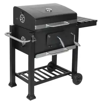 Tesco Living and Home Steel BBQ Grill Trolley for Outdoor Garden - Black offer