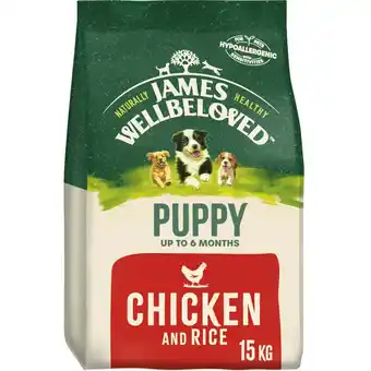 Tesco James Wellbeloved Dog Puppy Chicken & Rice 15kg offer