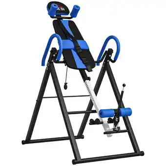 Tesco HOMCOM Adjustable Gravity Inversion Table with Safety Belt, Blue offer