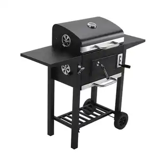 Tesco Living and Home Outdoor Charcoal Grill with Side Tables - Black offer