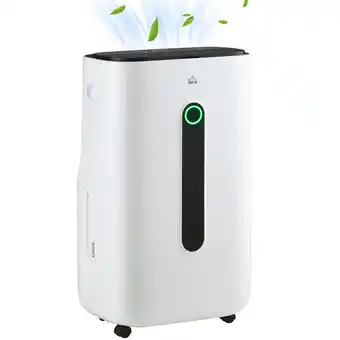 Tesco HOMCOM 20L/Day Quiet Air Dehumidifier with Purifier, for Home Laundry offer