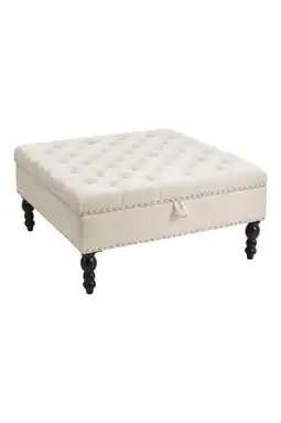 Tesco Living and Home Square Tufted Linen Storage Ottoman, 85cm N/A offer