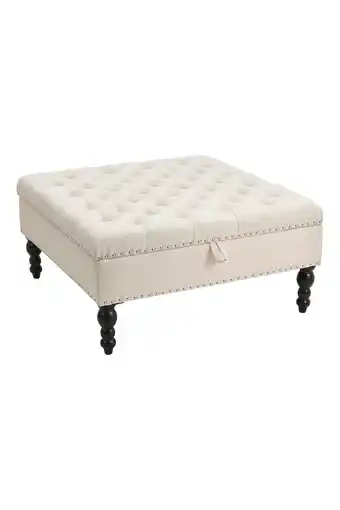 Tesco Living and Home Square Tufted Linen Storage Ottoman, 85cm N/A offer