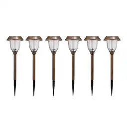 Tesco Living and Home 6 Pcs Solar-Powered Outdoor Decorative Pathway Lights Brown offer