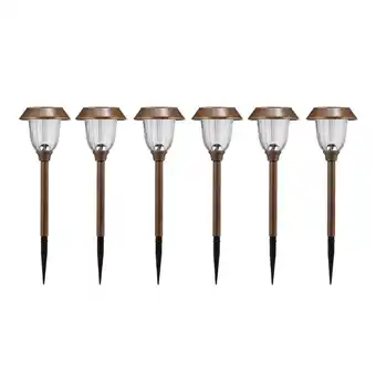 Tesco Living and Home 6 Pcs Solar-Powered Outdoor Decorative Pathway Lights Brown offer