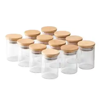 Tesco Living and Home 12Pcs Glass Spice Jar Set with Bamboo Lids offer