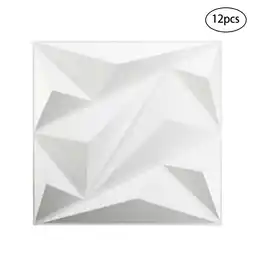 Tesco Living and Home Diamond Design PVC 3D Decorative Wall Panels, 12 Pcs, White White offer