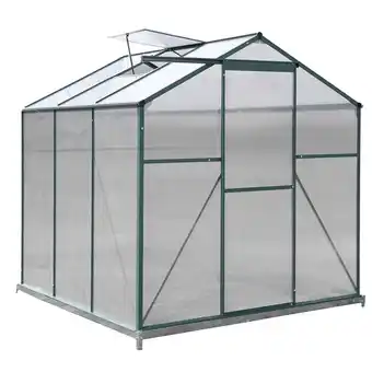 Tesco Living and Home Aluminium Greenhouse with 1 Window & Foundation - Green 1.9*1.9*1.95M offer