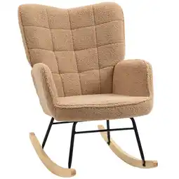 Tesco HOMCOM Wingback Rocking Chair for Nursing w/ Steel Frame Light Brown offer