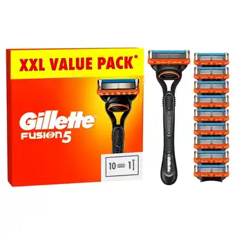 Tesco Gillette Fusion 5 Value Pack Mens Razor + 10 Blade Refills offer