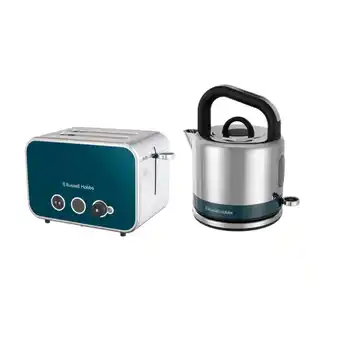 Tesco Russell Hobbs Distinctions Kettle & 2 Slot Toaster Bundle - Blue offer