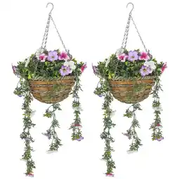 Tesco HOMCOM Set of 2 Artificial Plants, Azalea Flowers in Basket offer