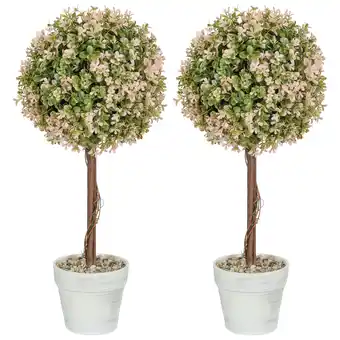 Tesco HOMCOM Set of 2 Decorative Artificial Plants, Cream White offer