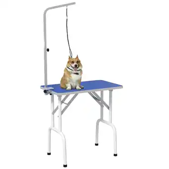 Tesco PawHut Foldable Dog Grooming Table Adjustable Arm 81x49x80 cm offer