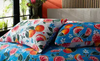 Tesco Citrus Fruits 200 Thread Count Cotton Rich Reversible Duvet Cover Set Multi | Super King offer