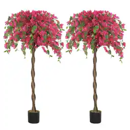 Tesco HOMCOM Set of 2 Decorative Artificial Plants Fake Plants Purple offer