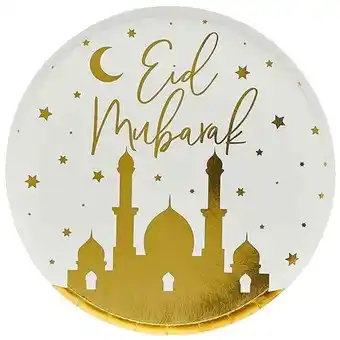 Tesco Eid Foil Round Paper Plates 23cm - Pack of 8 offer