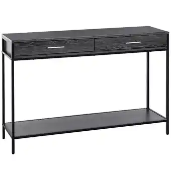 Tesco HOMCOM Console Table Worktop Bottom Shelf 2 Drawer Industrial Grey | Gray offer