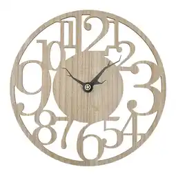 Tesco Living and Home Modern Oversized Number Wooden Wall Clock Brown offer