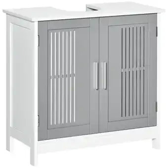 Tesco kleankin Bathroom Pedestal Under Sink Cabinet with Storage Shelf Grey Grey | Grey offer