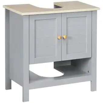 Tesco kleankin Bathroom Under Sink Cabinet Vanity Unit with Adjustable Shelf Grey | Grey offer